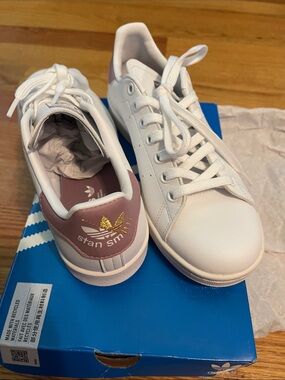 Adidas limited Stan Smith originals white mauve gold sneakers size 7